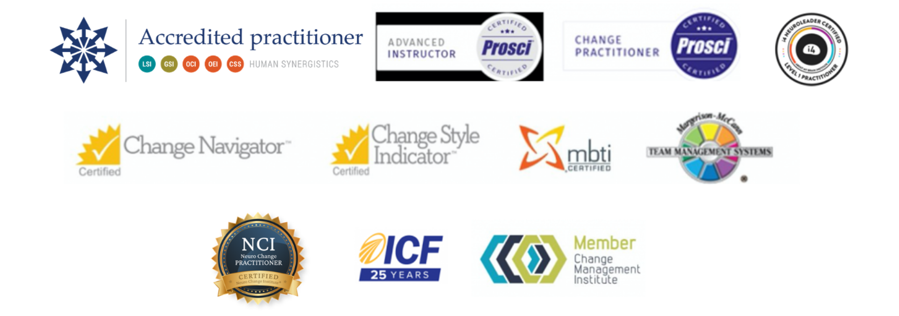 Accreditations and Memberships of Change in Practice
